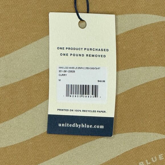 United by Blue Women's Logo Waves Curry Soft Organic Sweatshirt Size Medium NEW! - Picture 4 of 10